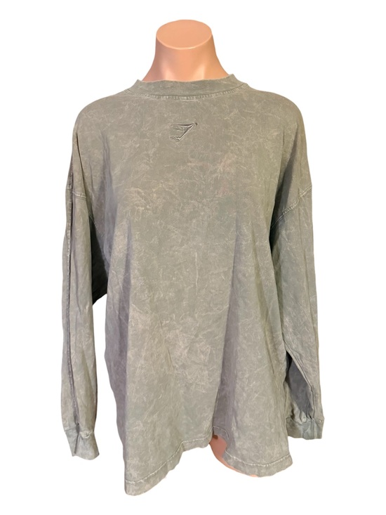 Other - Gymshark Mens M Rest Day Acid Wash Olive Green Long Sleeve Oversized Tee Flaw
